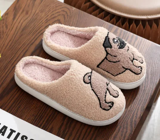 Cozy Pug Plush Slippers